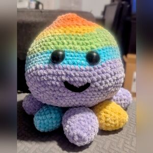 Handmade Colorful Rainbow Plush Octopus